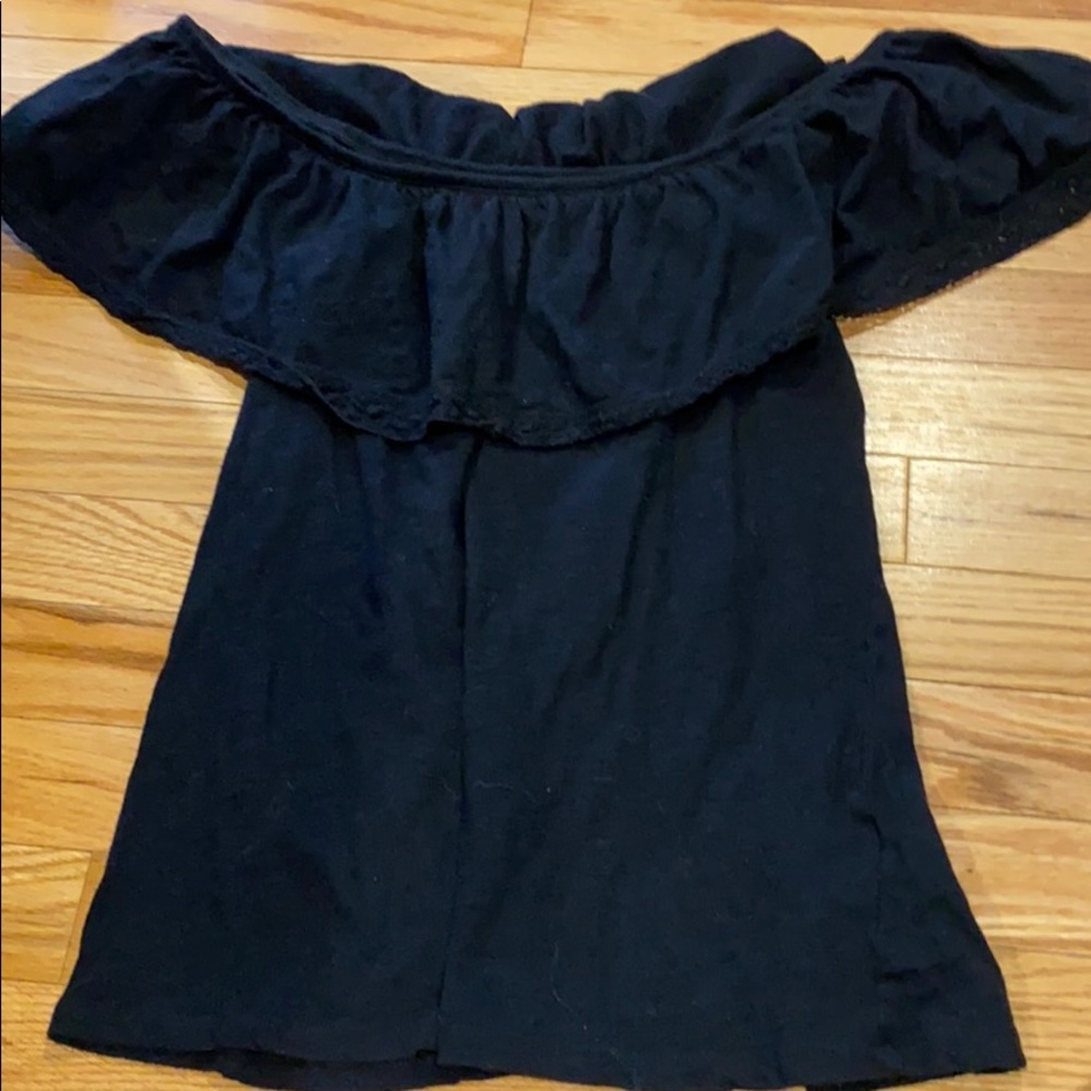 Off the shoulder black shirt